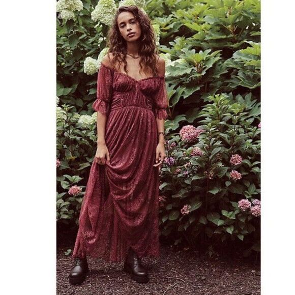 NWT FREE PEOPLE Sz 0 DEAR JANE LACE MIDI DRESS - Picture 3 of 6